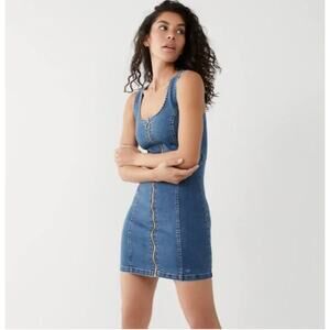 True Religion denim zip up sleeveless mini dress